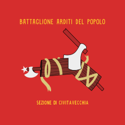 Flag of Arditi del Popolo, an axe cutting a fasces. Arditi del Popolo was a militant anti-fascist group founded in 1921.