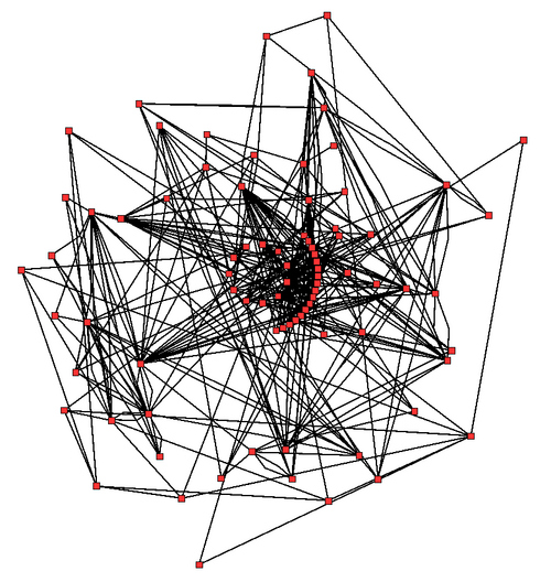 Metabolic network of the Arabidopsis thaliana citric acid cycle. Enzymes and metabolites are shown as red squares and the interactions between them as black lines.