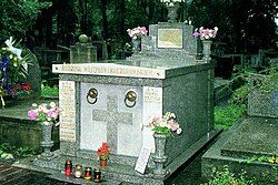 The tomb of the parents of John Paul II at Rakowicki Cemetery in Kraków, Poland