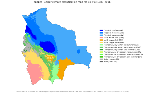 Bolivia map of Köppen climate classification[112]