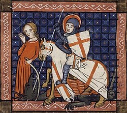 Miniature of Saint George and the Dragon, ms. of the Legenda Aurea, dated 1348 (BNF Français 241, fol. 101v.)