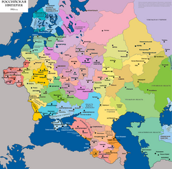Map of governorates of the western Russian Empire in 1910