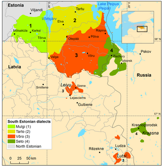 South Estonian dialects at the beginning of the 20th century[17][18]