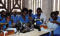 Women learning to sew, Brazzaville
