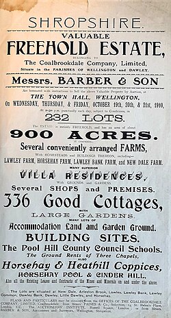 A 1910 letterpress poster, advertising an auction, using a variety of typefaces and fonts