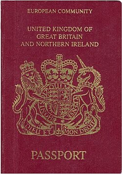European Community passport as introduced in 1988 before the Community became the European Union