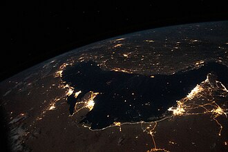 The Persian Gulf at night from the ISS, 2020.