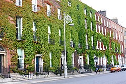 Brick architecture of multi-storey buildings in Merrion Square, Dublin