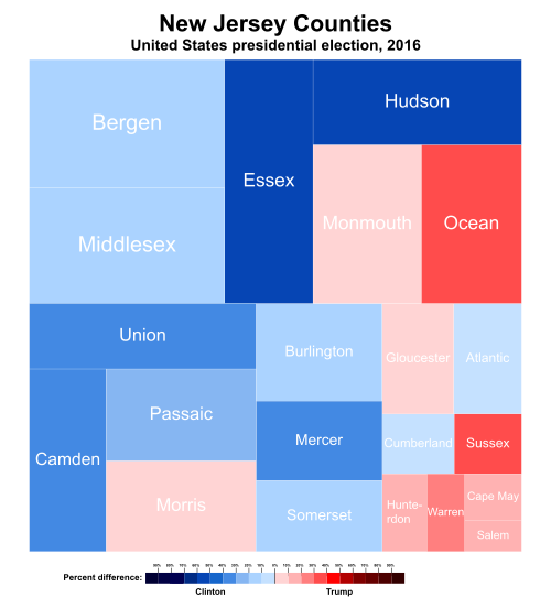 Treemap of the popular vote by county