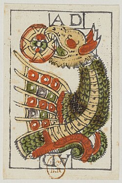 Card from a deck showing edge indices, 1693