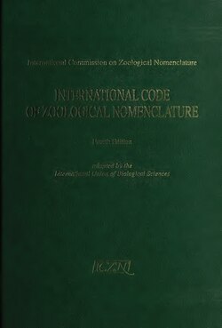 Front Cover of the 4th edition of the International Code of Zoological Nomenclature