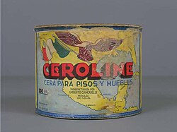 Ceroline brand wax for floors and furniture, first half of 20th century. From the Museo del Objeto del Objeto collection.