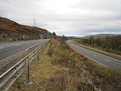 This dual carriageway section of the A9 is between Dalnacardoch and Dalnaspidal, built in the late 1970s and early 1980s