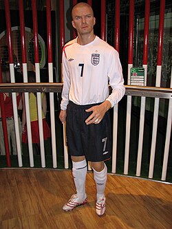 Wax statue of Beckham at Madame Tussauds, London