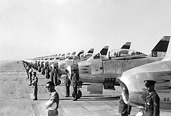 Pakistani Sabres lined up at Masroor Airbase in 1958