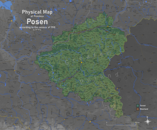 Physical map of Posen in the year 1910