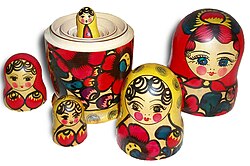 Matryoshka dolls, also known as nesting dolls or Russian dolls. Each doll is encompassed inside another until the smallest one is reached. This is the concept of nesting. When the concept is applied to sets, the resulting ordering is a nested hierarchy.