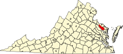 Map of Virginia highlighting Richmond County