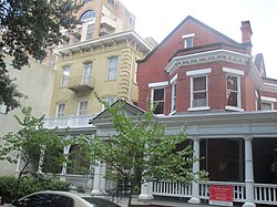Typical houses in the Savannah Historic District; these are located near the Cathedral of St. John the Baptist.