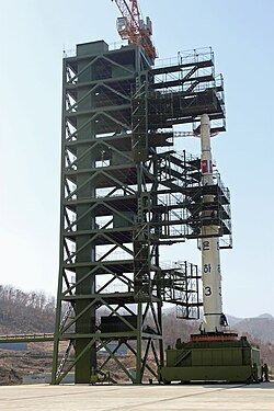 Unha-3 space launch vehicle at Sohae Satellite Launching Station