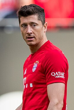 Lewandowski playing for Bayern Munich in 2019