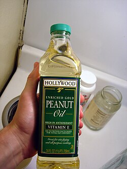 A bottle of peanut oil