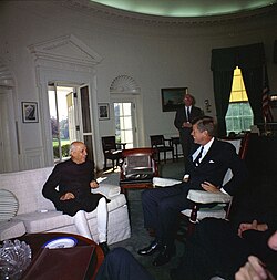 Nehru with John F. Kennedy at the White House, 7 November 1961