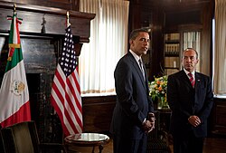 President Barack Obama meets President Felipe Calderón.