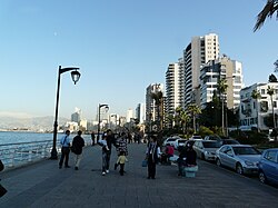 Promenading on Avenue de Paris section of the Corniche Beirut