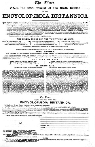 An 1898 advertisement for the 9th edition