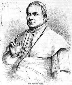 Pope Pius IX as depicted in Harper's Weekly in 1867
