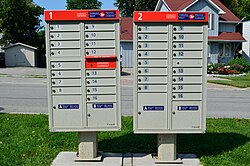 A Canada Post community mailbox in Ontario, 2017