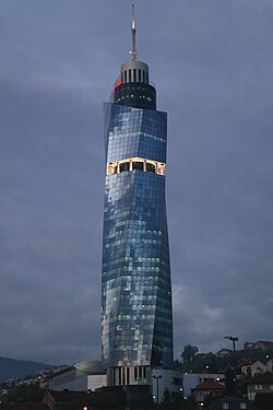 The Avaz Twist Tower in Sarajevo, the tallest building in Bosnia and Herzegovina