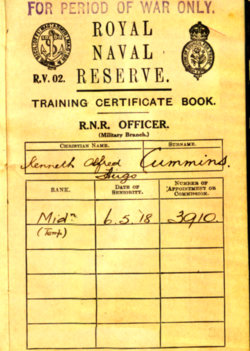 RNR Officer Training Certificate Book, 1918