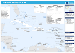 Political map of Caribbean