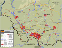 Topographic map of Saarland