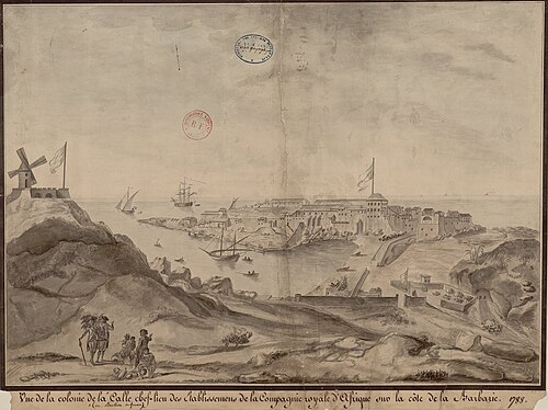 View of the colony of El Kala (La Calle), 1788. At this time the Bastion had come under the control of the French Royal Africa Company and was no longer run as a private concession