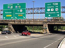 I-95 southbound at the north end of NJTA jurisdiction in Fort Lee