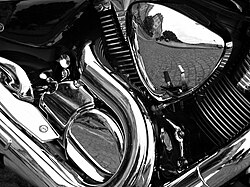 "Chrome plated" motorcycle parts, plated with a decorative layer of chromium