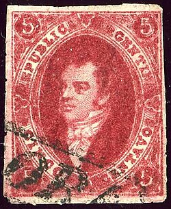 Rivadavia is portrayed on Argentina stamps since 1864.
