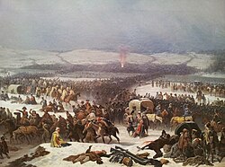 Napoleon's retreat from Russia in 1812. Napoleon's Grande Armée had lost about half a million men.