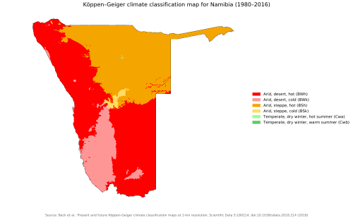 Köppen climate types of Namibia