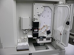 An ABI PRISM 3100 genetic analyzer. Such capillary sequencers automated the early efforts of sequencing genomes.