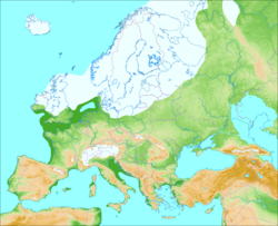Europe during the Last Glacial Maximum, c. 20,000 years ago. Anatolia was connected to the European mainland until c. 5,600 BCE,[8][9][10] when the melting ice sheets caused the sea level in the Mediterranean to rise around 120 m (390 ft),[9][10] triggering the formation of the Turkish Straits.[8][9][10] As a result, two former lakes (the Sea of Marmara and the Black Sea)[8] were connected to the Mediterranean Sea, which separated Anatolia from Europe.