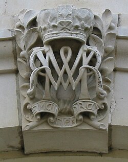 Joint monogram of William and Mary carved onto Hampton Court Palace