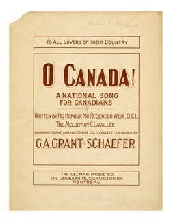 Original publication of "O Canada" in English, 1908 (French, 1880)[402]