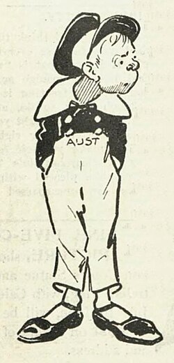 'The Little Boy from Manly' as a representation of Australia; cartoon by David Low (The Bulletin, 14 March 1912).