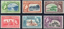 The Queen on 1953 stamps of Trinidad and Tobago