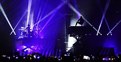 Twenty One Pilots performing at Resorts World Arena in Birmingham, 2019