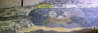 A cargo boat on the Dead Sea as seen on the Madaba Map, from the 6th century AD